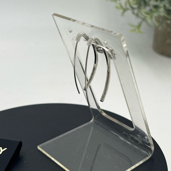 Givenchy Silver Tone Starburst Crystal Flower Half Hoop New - Picture 9 of 11